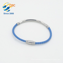 Wholesale sky blue charm braided PU leather bracelet